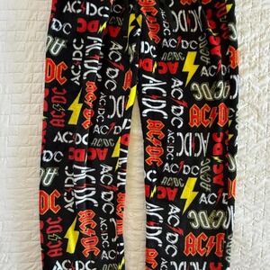 AC/DC Pajama Pants Mens‎ Small Black Excellent Fleece Lounge Sleepwear Lightning